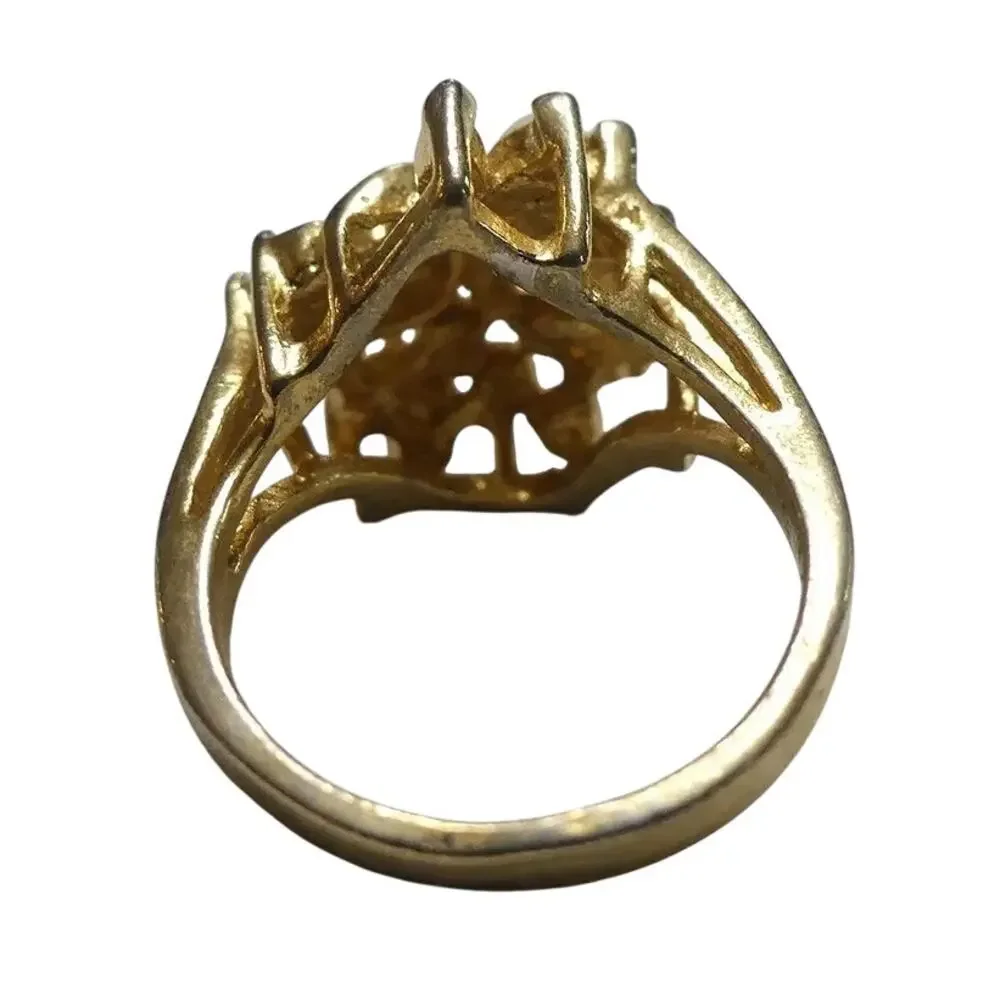 Vintage Crystal & Milk Glass Cocktail Ring